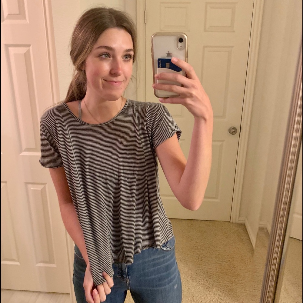 Black & gray striped top